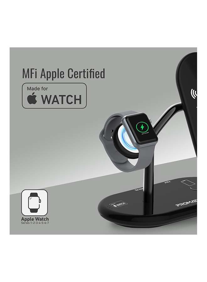 PROMATE - 54W 4-in-1 High-Speed Wireless Charging Station Black - Image 1