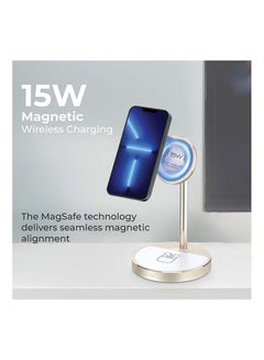 PROMATE iPhone14 Wireless Charger, 40W High Output Wireless Charging Station With 15W Magnetic Wireless Charger, 20W USB-C Power Delivery and Anti-Slip 5W AirPods Wireless Charger Pad for iPhone 12, AirPods Pro, USB Devices, AuraBase-PD20 UK Gold  - Image 2