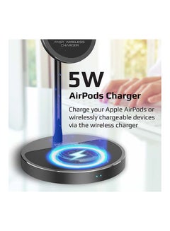 PROMATE iPhone14 Wireless Charger, 40W High Output Wireless Charging Station With 15W Magnetic Wireless Charger, 20W USB-C Power Delivery and Anti-Slip 5W AirPods Wireless Charger Pad for iPhone 12, AirPods Pro, USB Devices, AuraBase-PD20 UK Black  - Image 2