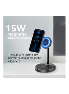 PROMATE iPhone14 Wireless Charger, 40W High Output Wireless Charging Station With 15W Magnetic Wireless Charger, 20W USB-C Power Delivery and Anti-Slip 5W AirPods Wireless Charger Pad for iPhone 12, AirPods Pro, USB Devices, AuraBase-PD20 UK Black  - Image 3