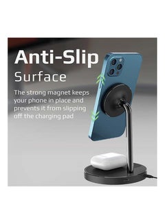 PROMATE iPhone14 Wireless Charger, 40W High Output Wireless Charging Station With 15W Magnetic Wireless Charger, 20W USB-C Power Delivery and Anti-Slip 5W AirPods Wireless Charger Pad for iPhone 12, AirPods Pro, USB Devices, AuraBase-PD20 UK Black  - Image 4
