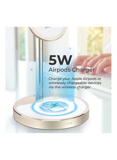 PROMATE iPhone14 Wireless Charger, 40W High Output Wireless Charging Station With 15W Magnetic Wireless Charger, 20W USB-C Power Delivery and Anti-Slip 5W AirPods Wireless Charger Pad for iPhone 12, AirPods Pro, USB Devices, AuraBase-PD20 UK Gold  - Image 4