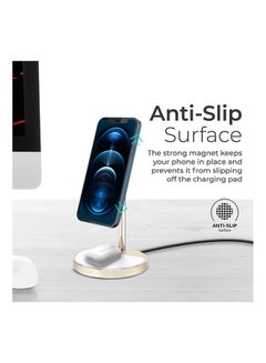 PROMATE iPhone14 Wireless Charger, 40W High Output Wireless Charging Station With 15W Magnetic Wireless Charger, 20W USB-C Power Delivery and Anti-Slip 5W AirPods Wireless Charger Pad for iPhone 12, AirPods Pro, USB Devices, AuraBase-PD20 UK Gold  - Image 5