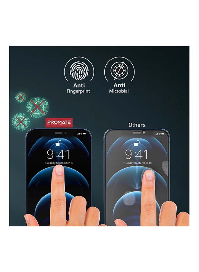 PROMATE - DropProtect Matte Tempered Glass With Built-In Bumper For iPhone 12 Black - Image 1