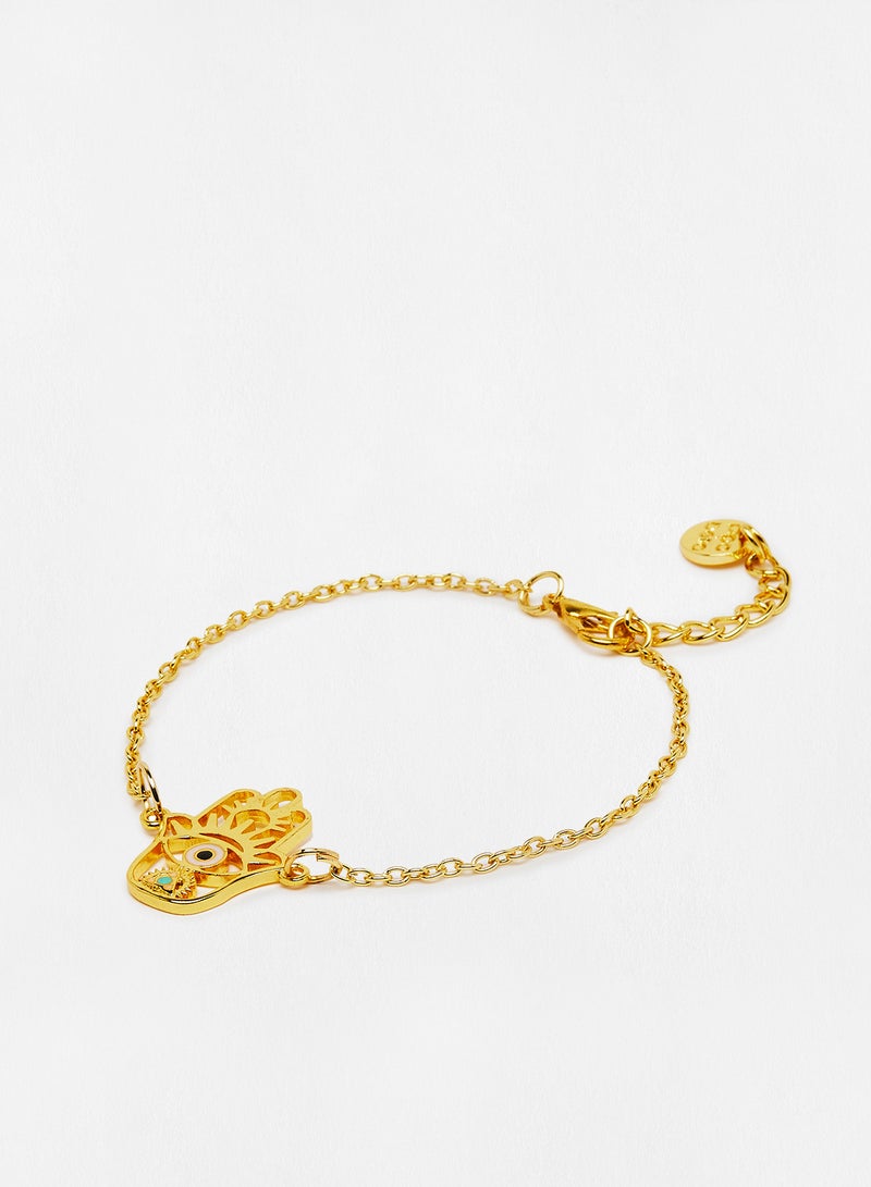 Pipa Bella 18K Gold Plated White Color Cubic Zirconia Aslan Evil Eye Bracelet - Image 2