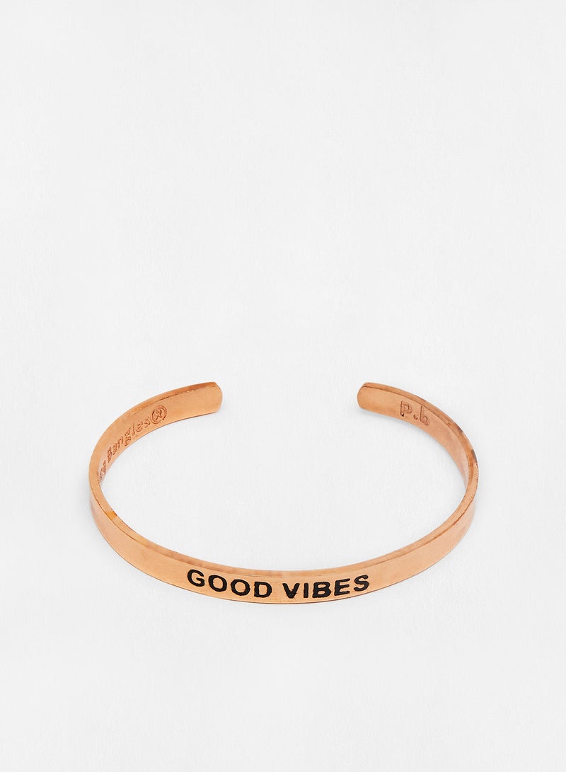 Pipa Bella - Rose Gold Plated Good Vibes Karma Bangle - Image 1