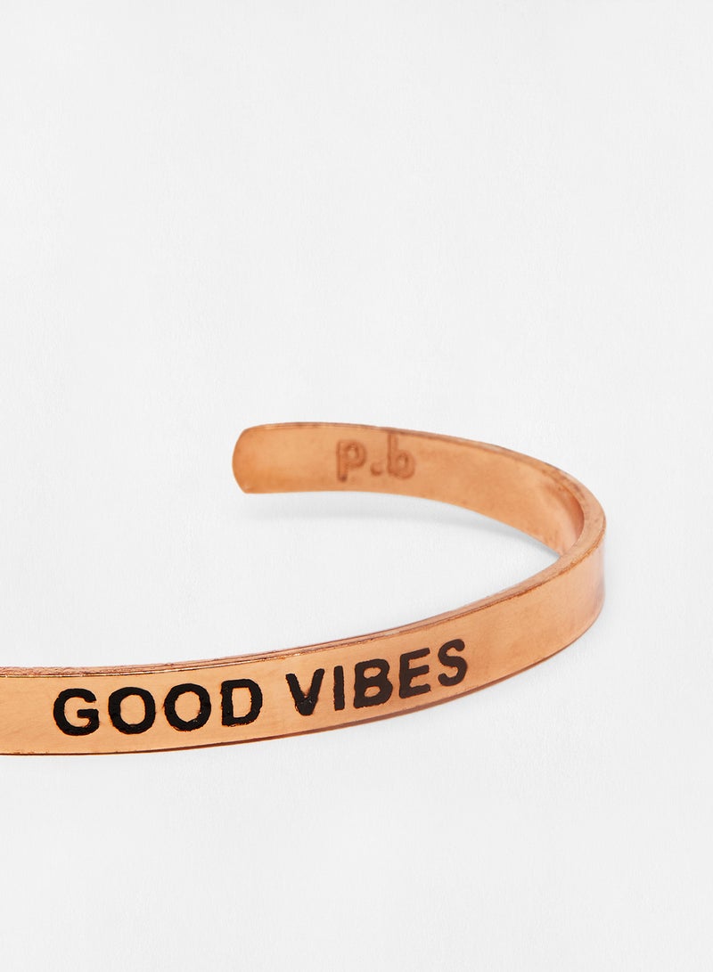 Pipa Bella - Rose Gold Plated Good Vibes Karma Bangle - Image 1