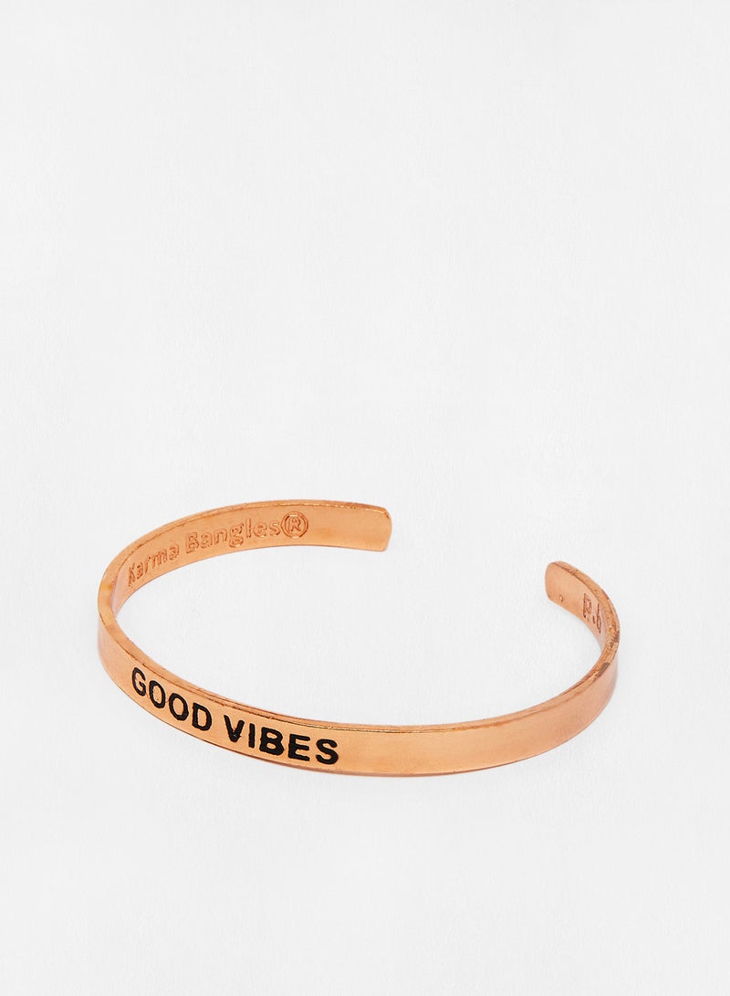 Pipa Bella - Rose Gold Plated Good Vibes Karma Bangle - Image 1