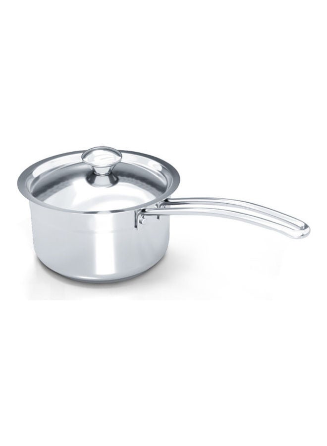 DELICI Stainless Steel Milk Pan 16cm (DMP 16W), Well Polished Exterior, Non-Stick Interior, Oven Safe, Dishwasher Safe, 304 Grade, Ergonomic Handle, Heavy Base Sandwich Bottom, Strong & Durable Silver 16cm  - Image 1