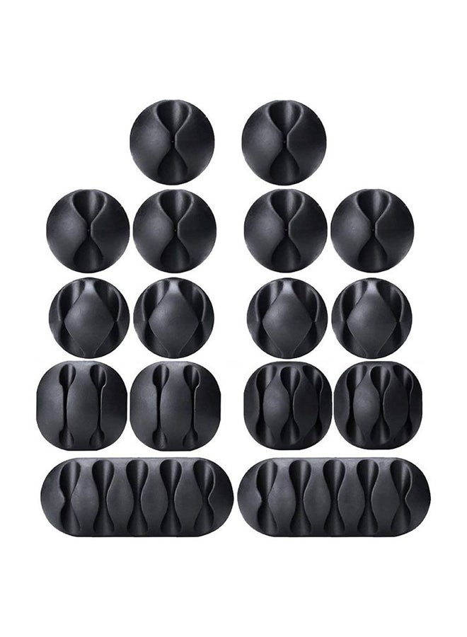 Rock Pow Pack Of 16 Adhesive Cord Holders Black  - Image 1