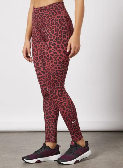 نايكي Dri-FIT Mid-Rise Printed Leggings Pink