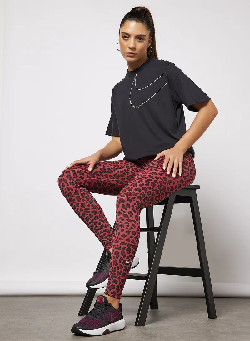 نايكي Dri-FIT Mid-Rise Printed Leggings Pink