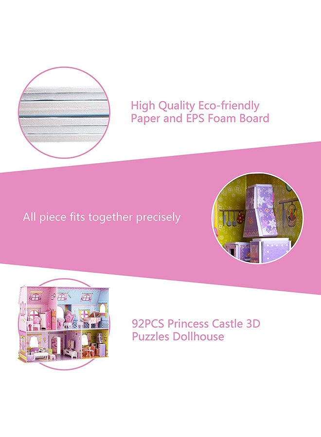 WISESTAR 92-Piece Large Princess Castle 3D Puzzles Model Dollhouse Kits 26.60x32..80x16cm  - Image 5