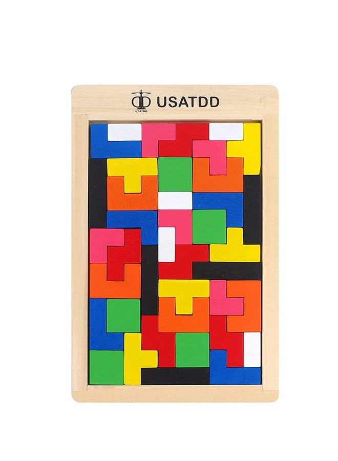 USATDD 40-Piece Wooden Puzzles Brain Teasers Toy 7.1x10.6x0.5inch - Image 1