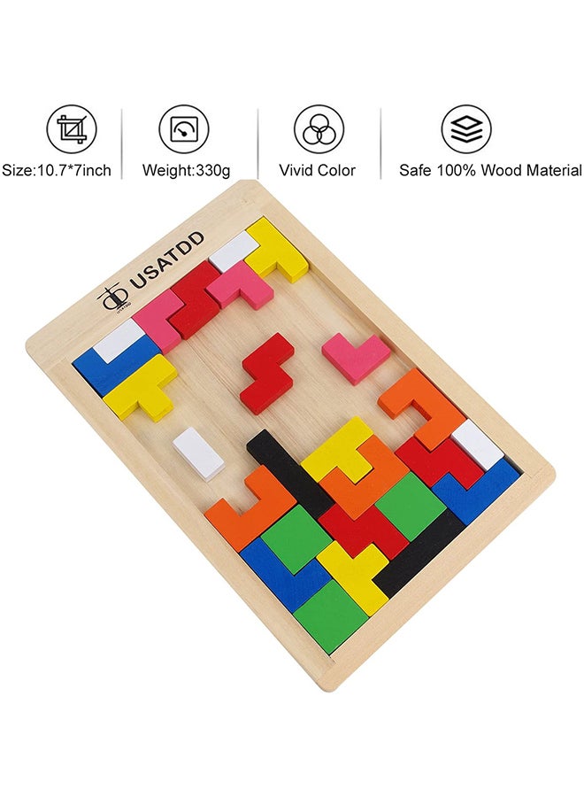 USATDD 40-Piece Wooden Puzzles Brain Teasers Toy 7.1x10.6x0.5inch - Image 3
