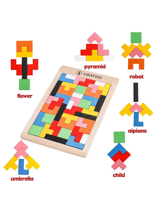 USATDD 40-Piece Wooden Puzzles Brain Teasers Toy 7.1x10.6x0.5inch - Image 5