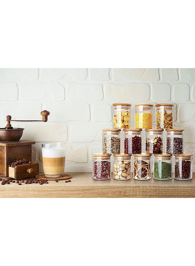 1Chase - 10-Piece Borosilicate Glass Storage Jars With  Bamboo Lids Clear 290ml - Image 1