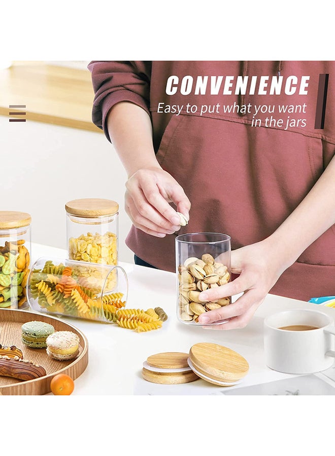 1Chase - 10-Piece Borosilicate Glass Storage Jars With  Bamboo Lids Clear 290ml - Image 1