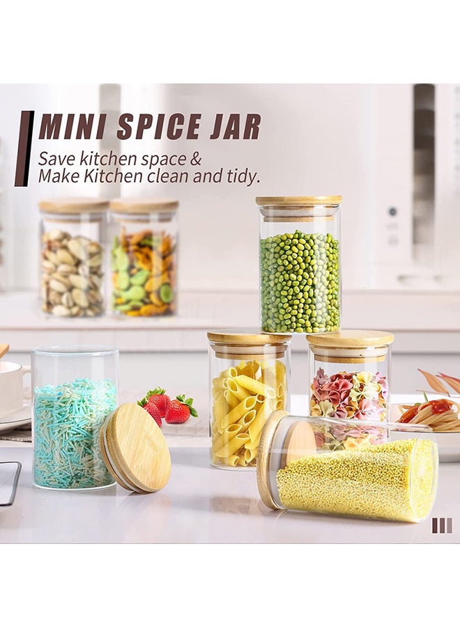 1Chase - 10-Piece Borosilicate Glass Storage Jars With  Bamboo Lids Clear 290ml - Image 1