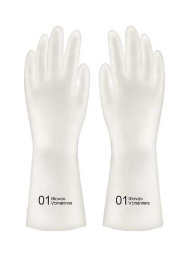Waterproof Non-Slip Durable Rubber Large Size Gloves Off White/Black