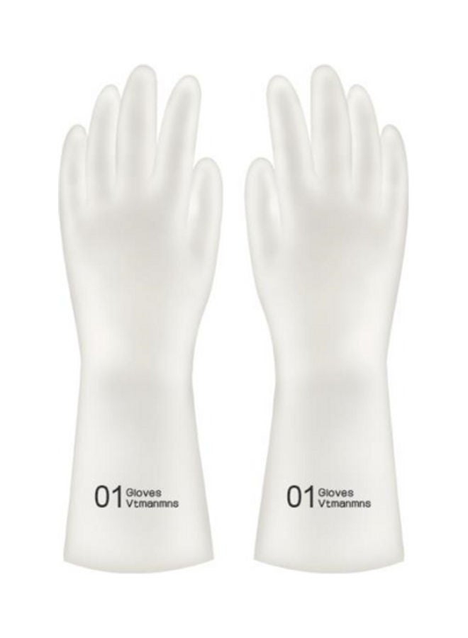 Waterproof Non-Slip Durable Rubber Medium Size Gloves Off White/Black