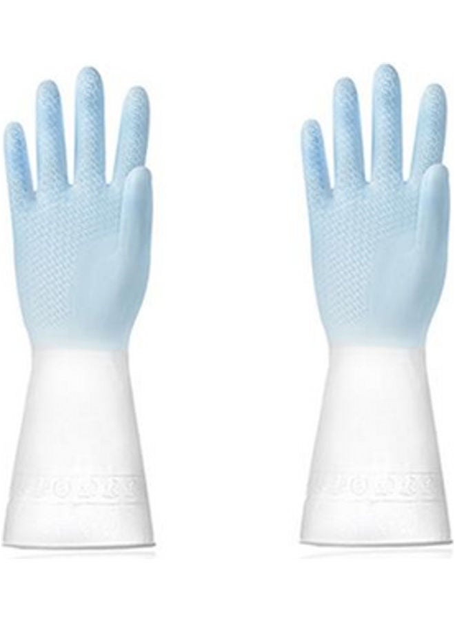 Waterproof Non-Slip Durable Rubber Small Size Gloves Blue/White 