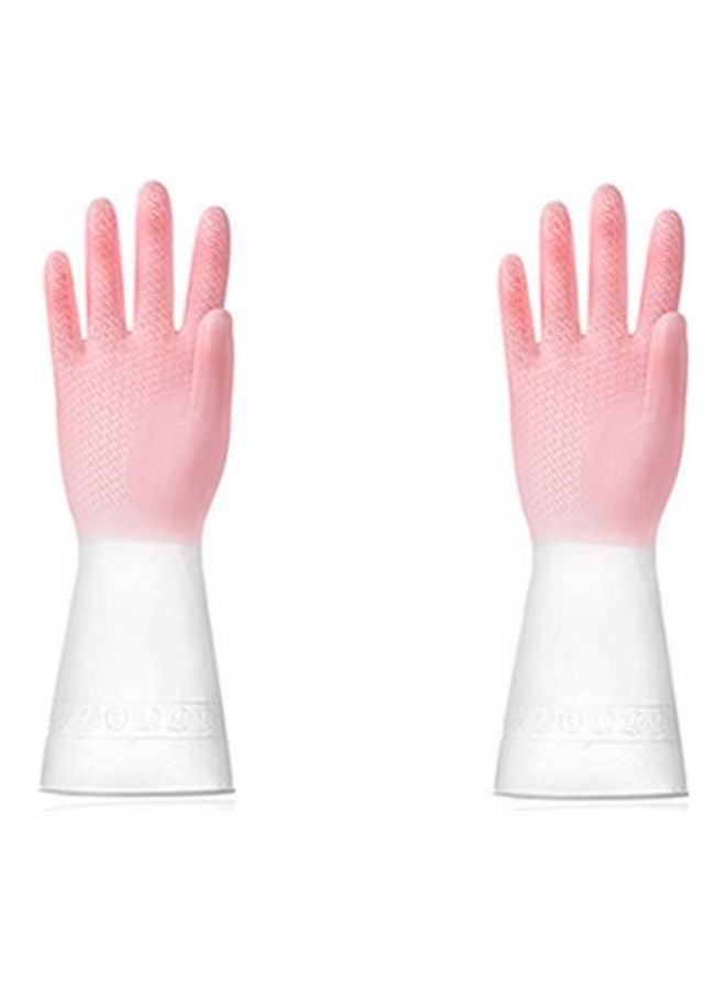Waterproof Non-Slip Durable Rubber Medium Size Gloves Pink/White
