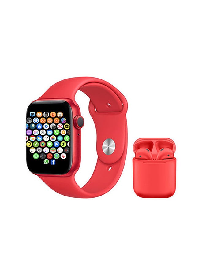 Black Tiger Smartwatch HW16 With Health Fitness Tracker And Earbuds Red  - Image 1