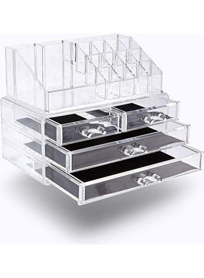 Jewelry And Cosmetic Storage 2 Piece Acrylic Makeup Organizer Clear - Image 1