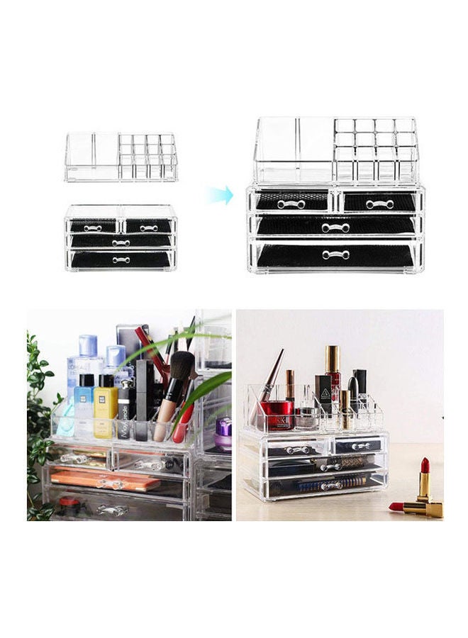 Jewelry And Cosmetic Storage 2 Piece Acrylic Makeup Organizer Clear - Image 2