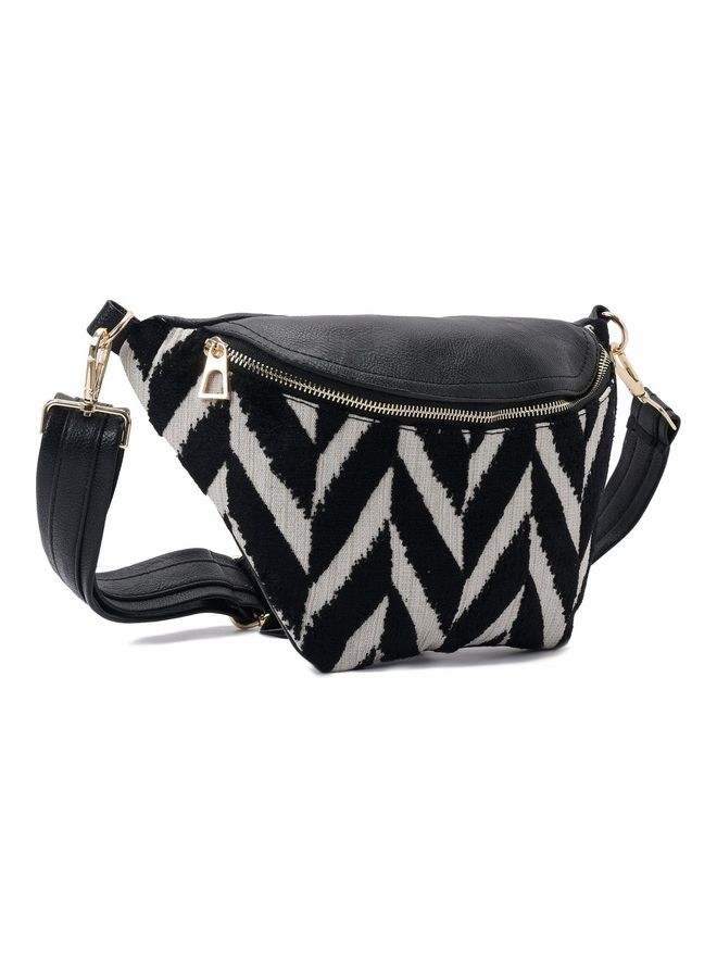 Pavo Embroidered Leather Crossbody Bag Black - Image 2