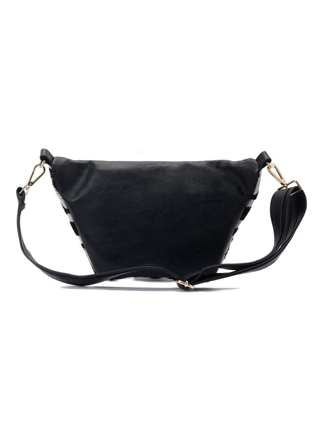 Pavo Embroidered Leather Crossbody Bag Black - Image 4