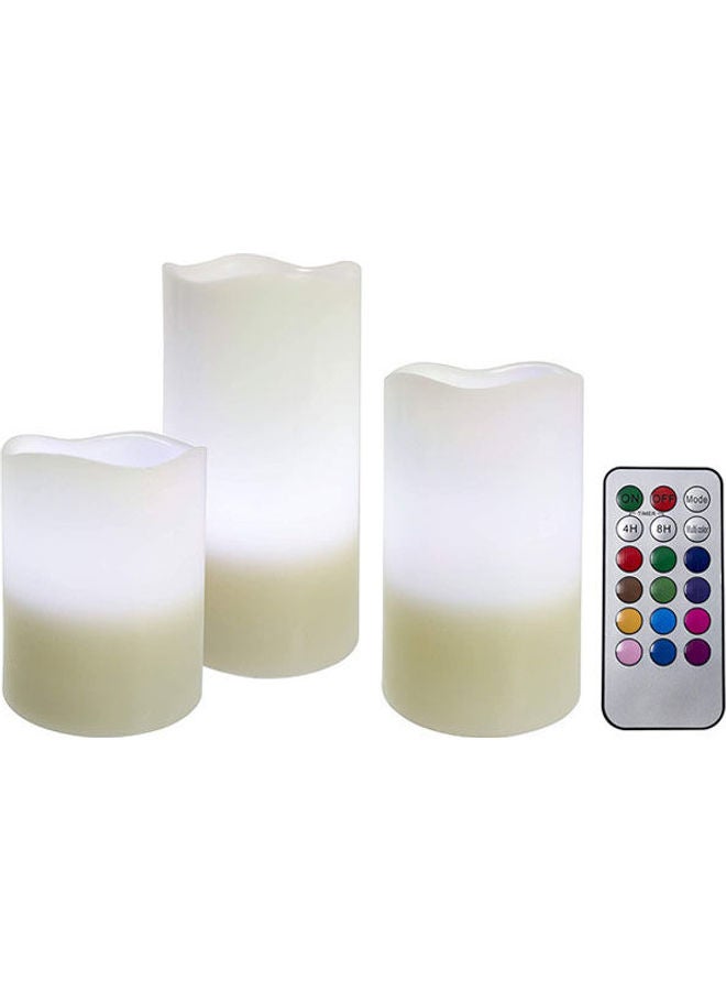 Led Candle With Remote Control 3 Pieces White  - Image 1