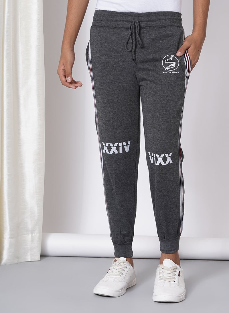 ASHTON BROWN Boys Casual Fashion Track Pants Dark Grey  - Image 1