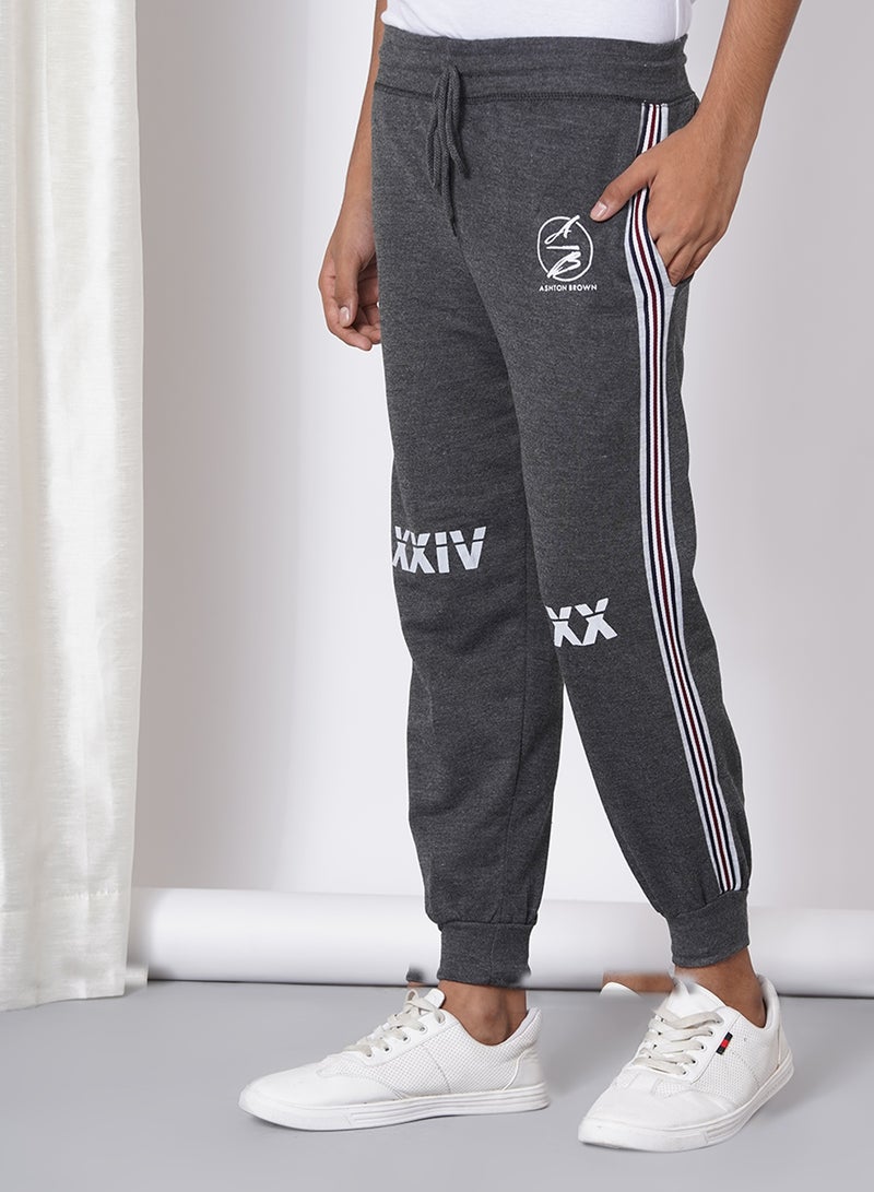 ASHTON BROWN Boys Casual Fashion Track Pants Dark Grey  - Image 5