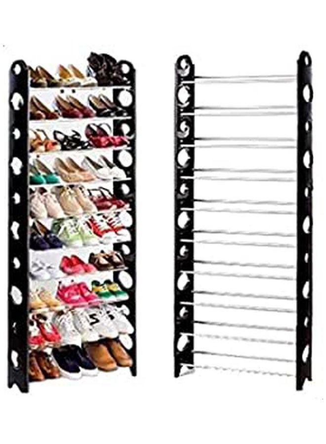 Generic - 10 Layer Stackable Shoe Rack - Holds 30 Pairs Shoes Black 158x26x64cm - Image 1