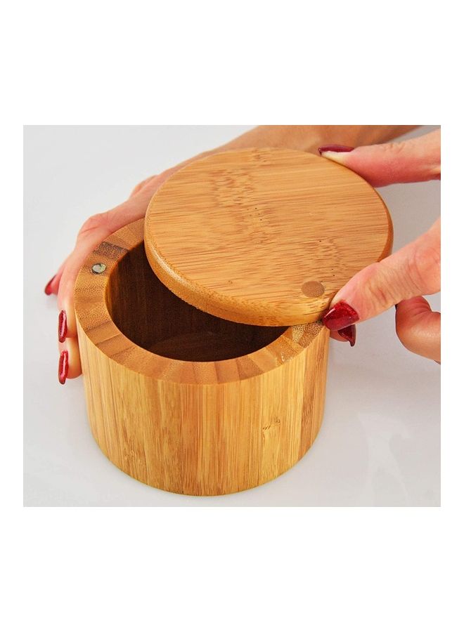 Salt And Sugar Storage Wooden Box Beige 3.6x3.6inch - Image 2