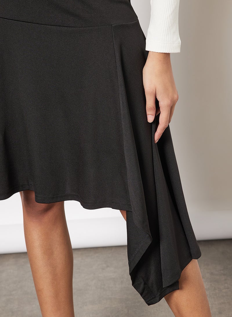 Aila - Solid Irregular Skirt Black - Image 1
