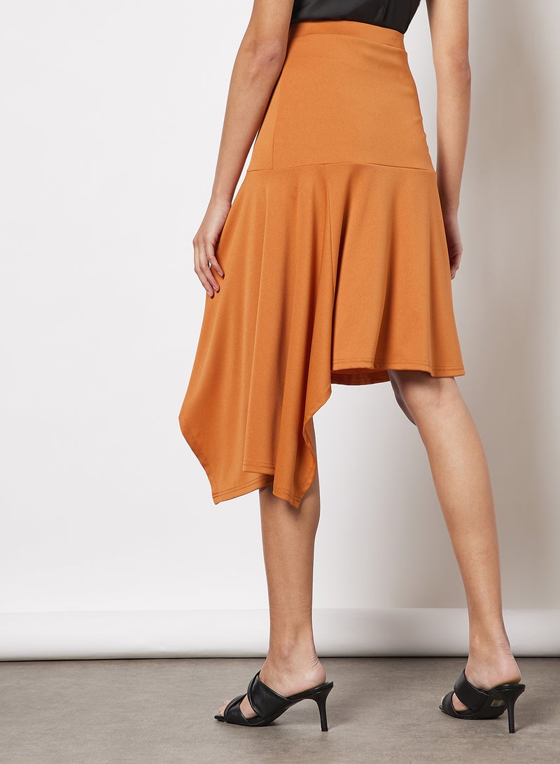 Aila - Solid Irregular Skirt Brown - Image 1