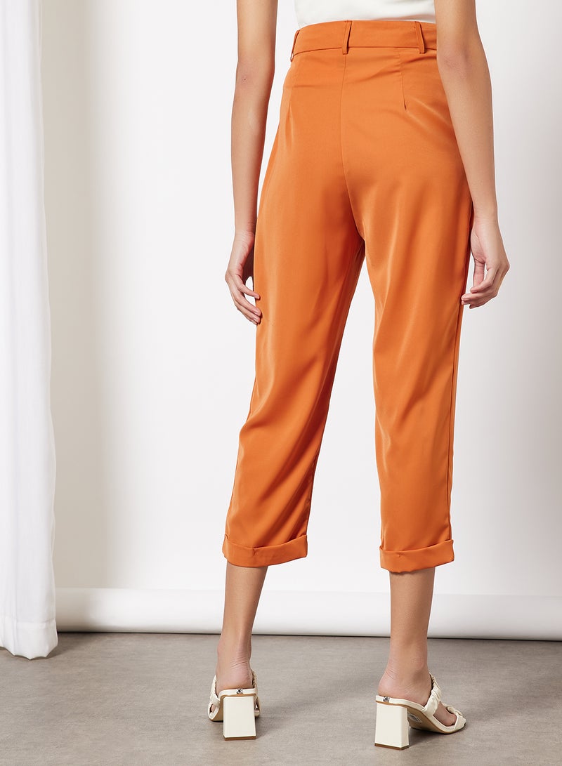 Aila Women High Waist Slant Pocket Wide Leg Pants Orange  - Image 2