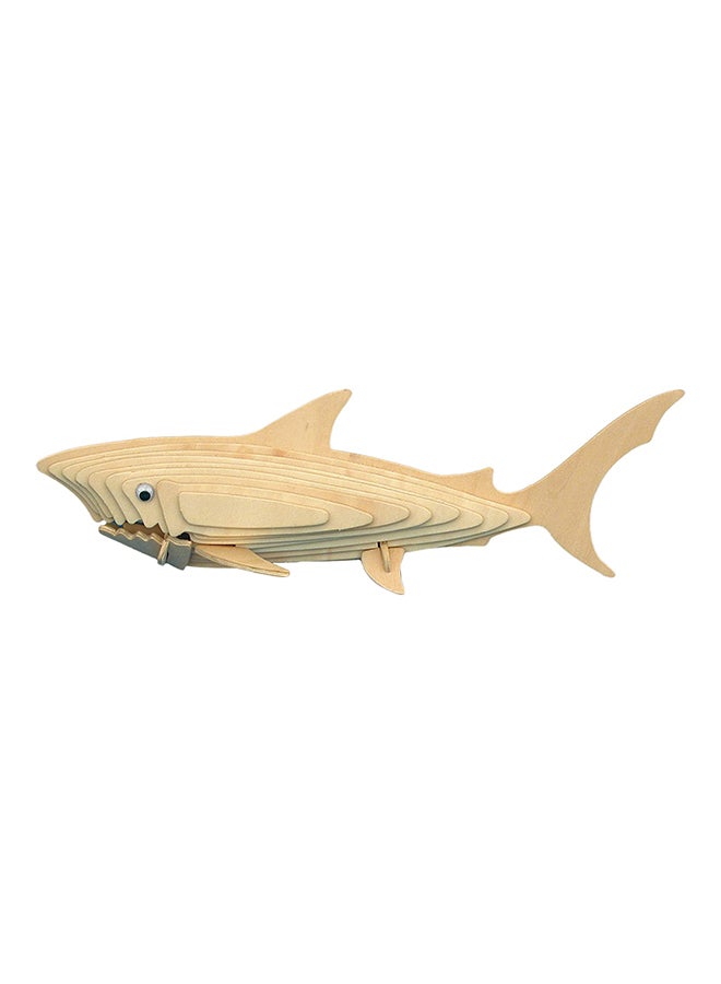 Puzzled 30-Pieces 3D Puzzle Shark Wood Craft Construction Model Kit 8x11x4cm  - Image 1