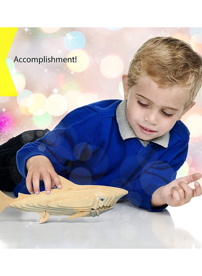 Puzzled 30-Pieces 3D Puzzle Shark Wood Craft Construction Model Kit 8x11x4cm  - Image 5
