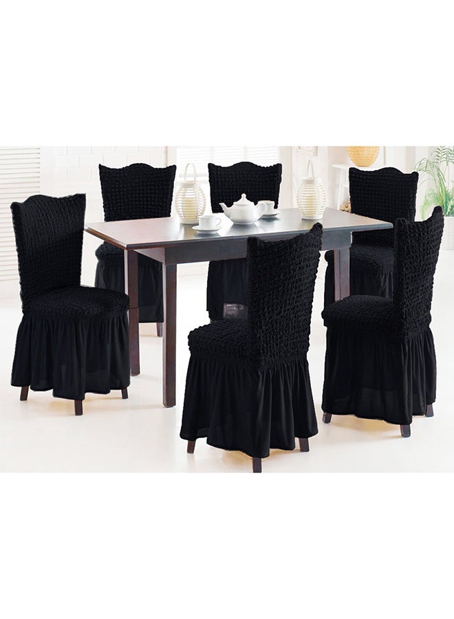 Fabienne 6-Piece Turkish Stretchable Chair Covers Set Black Free Size none - Image 1