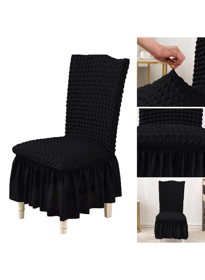 Fabienne 6-Piece Turkish Stretchable Chair Covers Set Black Free Size none - Image 2