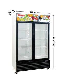 نوبل مبرد عمودي - باب مزدوج أسود، صندوق ضوء منزلق للباب ومفتاح 1000 L 750 W NSF-1200SD أبيض/ أسود  - Image 2