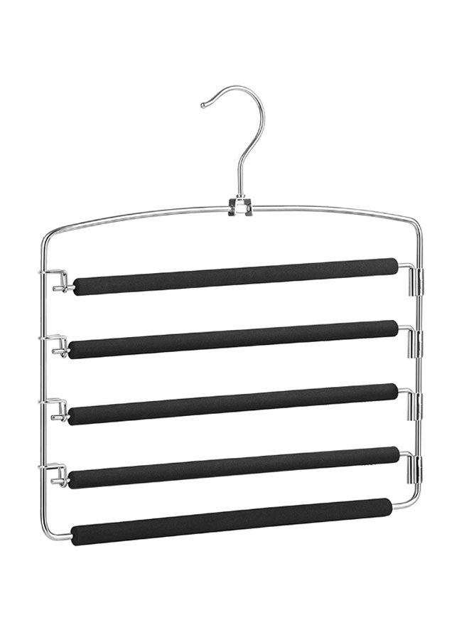 ZOBER 5-Layer Stainless Steel Pants Hanger Silver/Black 41.5x37.5cm Silver/Black 41.5x37.5cm - Image 1