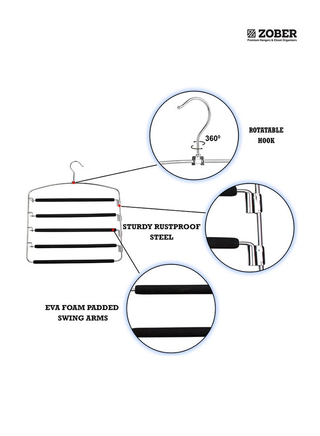 ZOBER 5-Layer Stainless Steel Pants Hanger Silver/Black 41.5x37.5cm Silver/Black 41.5x37.5cm - Image 4