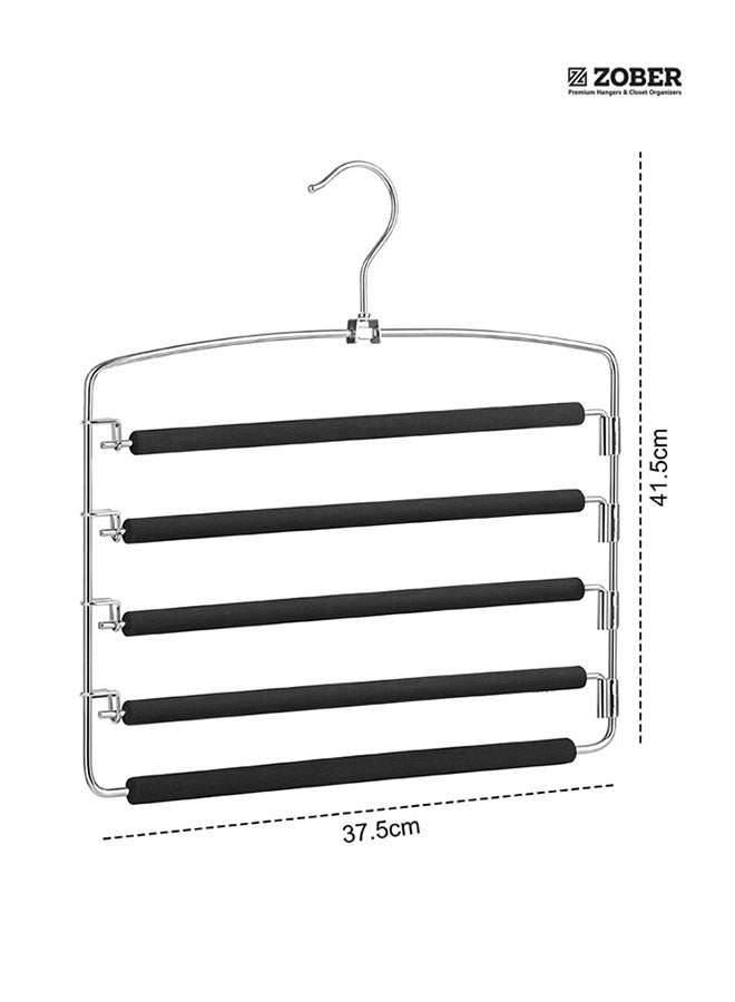 ZOBER 5-Layer Stainless Steel Pants Hanger Silver/Black 41.5x37.5cm Silver/Black 41.5x37.5cm - Image 5