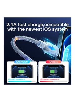 JOYROOM S-1230N16 Usb To Lightning Fast Charging And Data Cable With Voice Control Led Light Grey  - Image 3