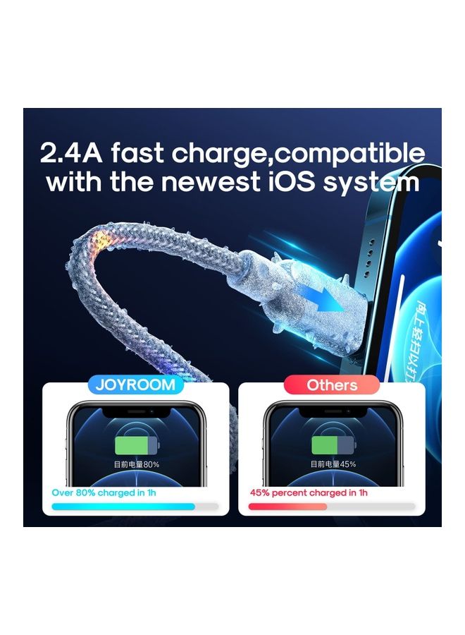 JOYROOM - S-1230N16 Usb To Lightning Fast Charging And Data Cable With Voice Control Led Light Grey - Image 1